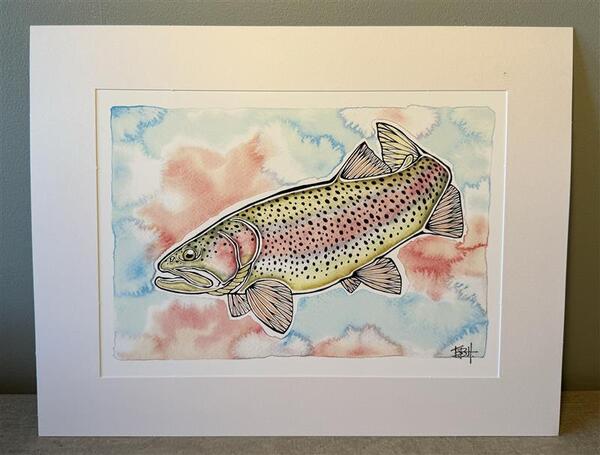 Affiche Poisson EBH Arts Truite Arc-en-Ciel (Encadrée)