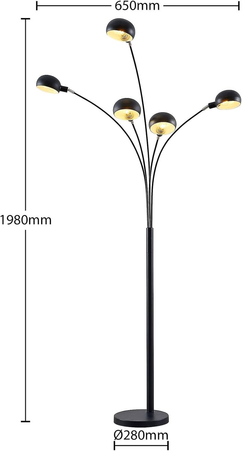 Lindby Stehlampe (Bogenleuchte) Jewa (Modern) in Schwarz aus Metall (5 flammig, E14) - Stehleuchte Standleuchte Floor Lamp Wohnzimmerlampe Wohnzimmerleuchte