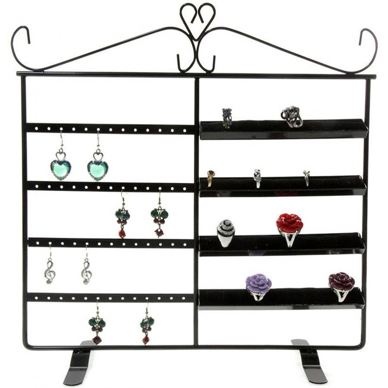 Porte bijoux porte bijoux cadre duo pour boucle d'oreille et bague Noir