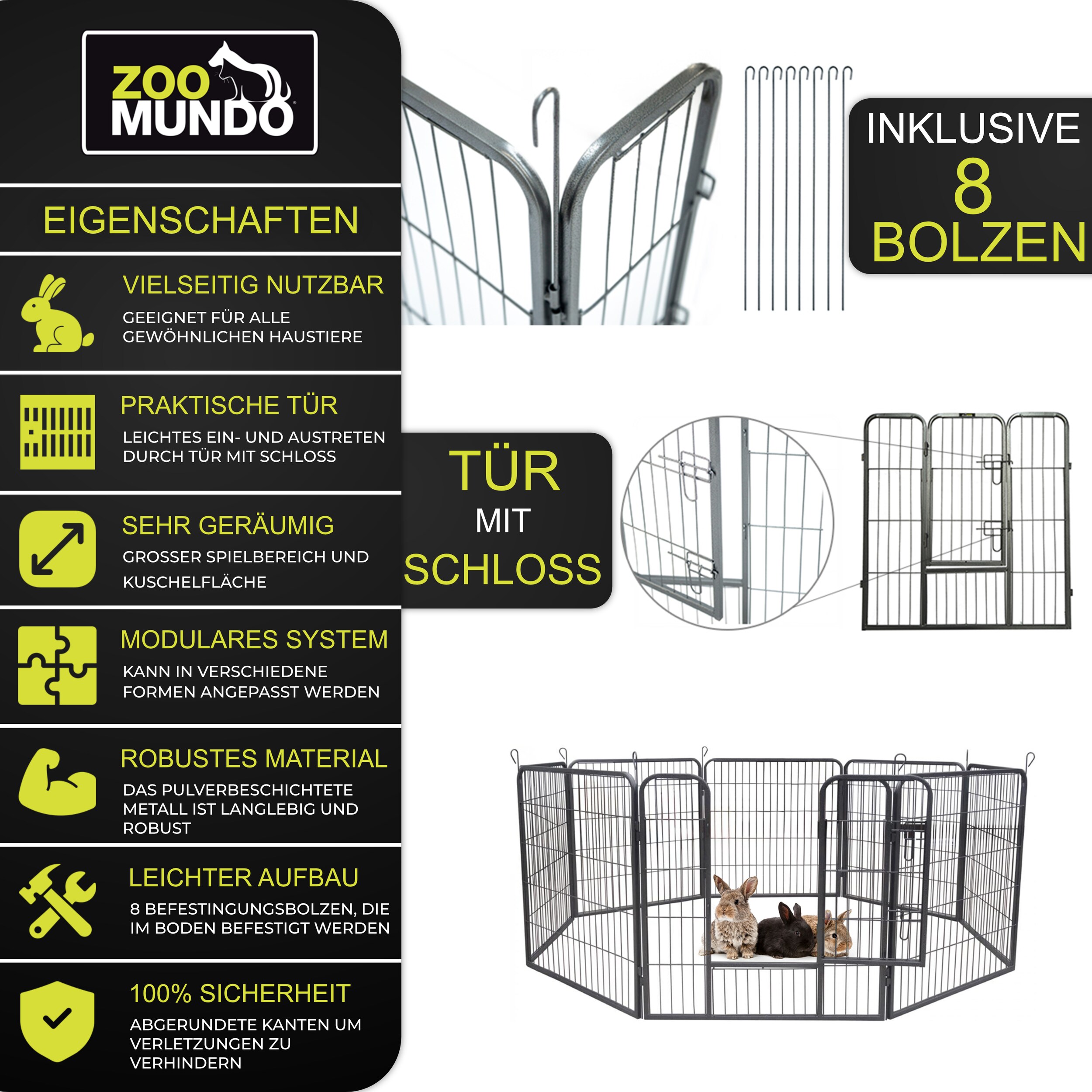 zoomundo Welpenauslauf / Freilaufgehege 8-Eck - XL