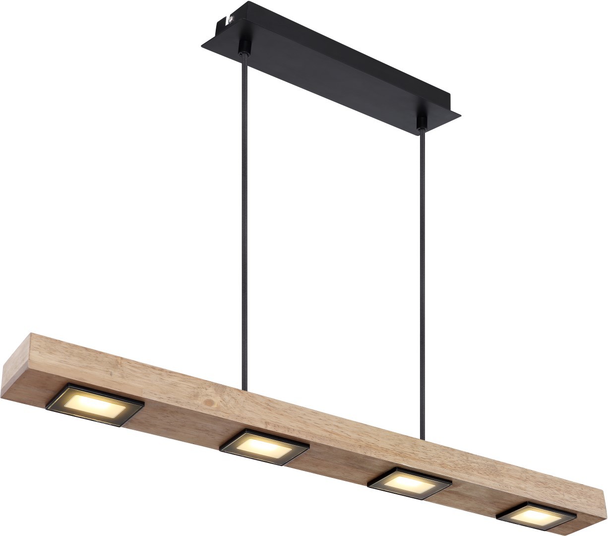 LED-Pendelleuchte - schwarz matt-natur - 3 Lichtstufen