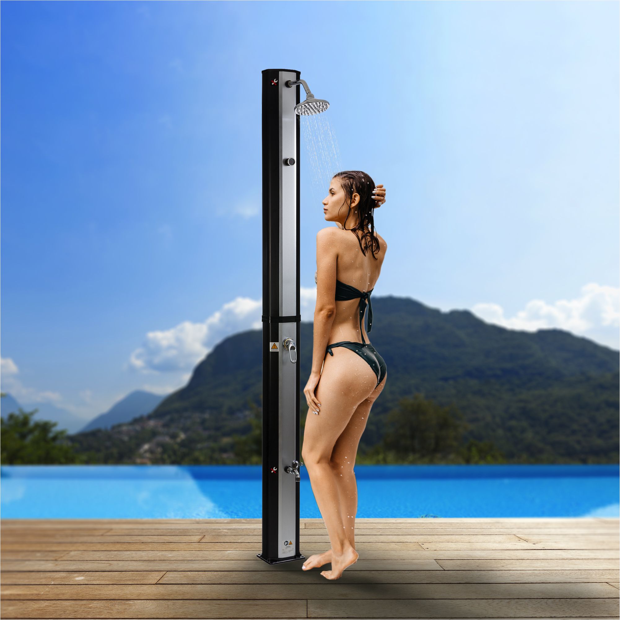 Solardusche 35L silber/schwarz mit Thermometer