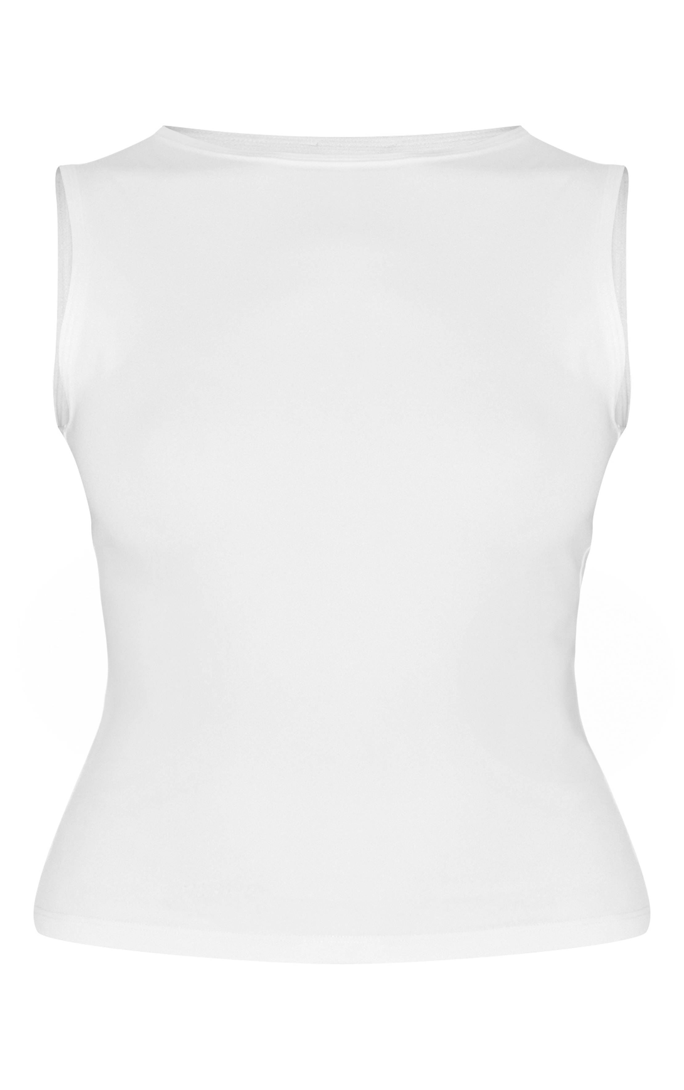Blanc Débardeur Ajusté À Col Rond Contour