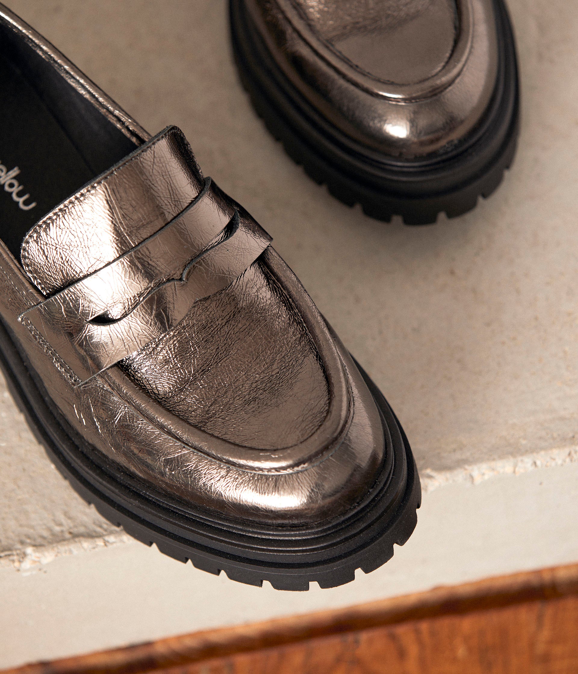Mocassins cuir argenté Angelika