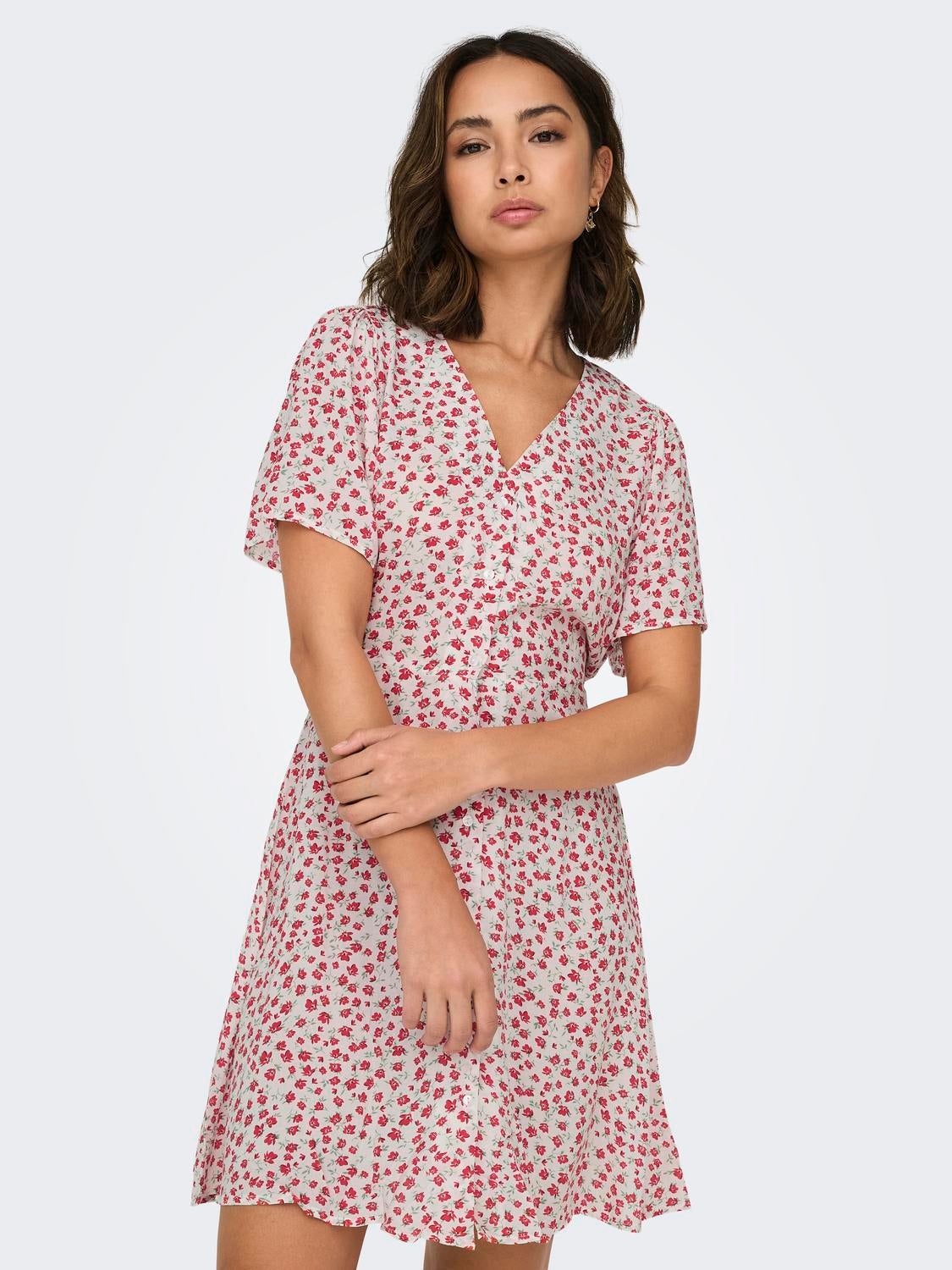 ONLEVIDA Kurzes Kleid Cloud Dancer
