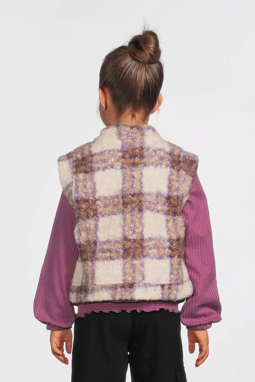 LOOXS geruit gilet ecru/paars