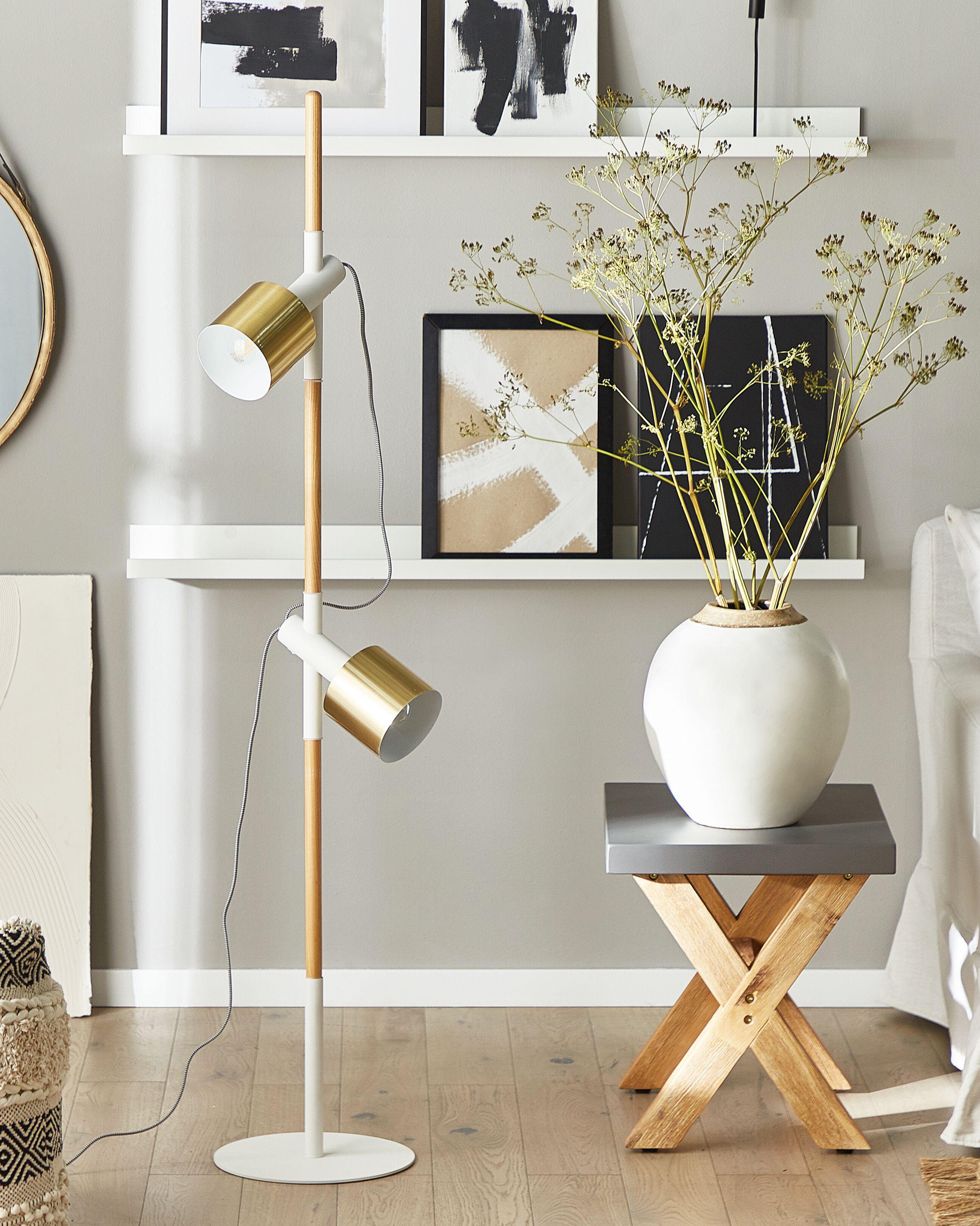 Staande lamp OWENS verstelbaar Essenhout Wit
