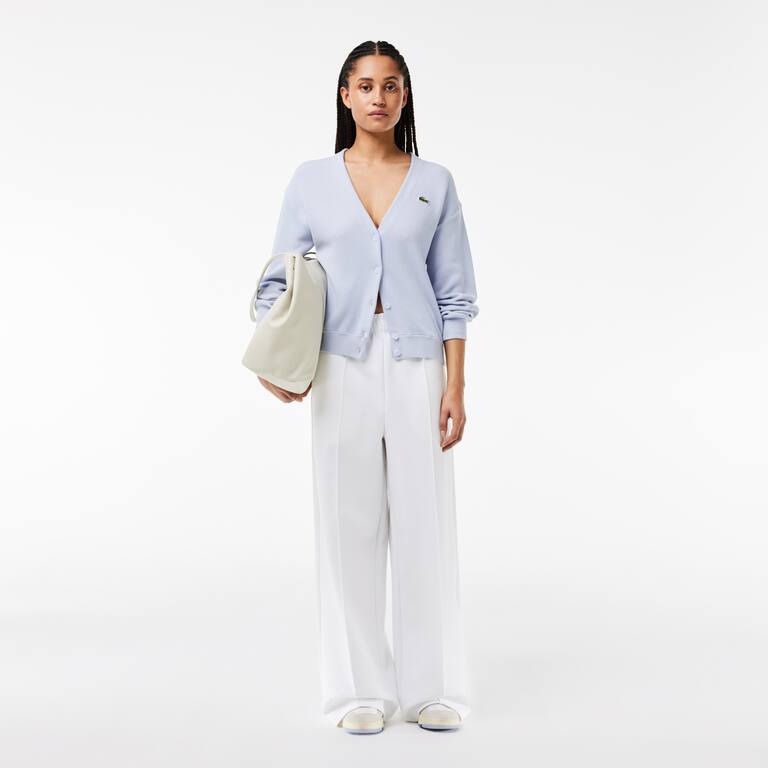 Cardigan col V femme Lacoste en coton biologique Pullovers - Bleu - Lacoste - Femme