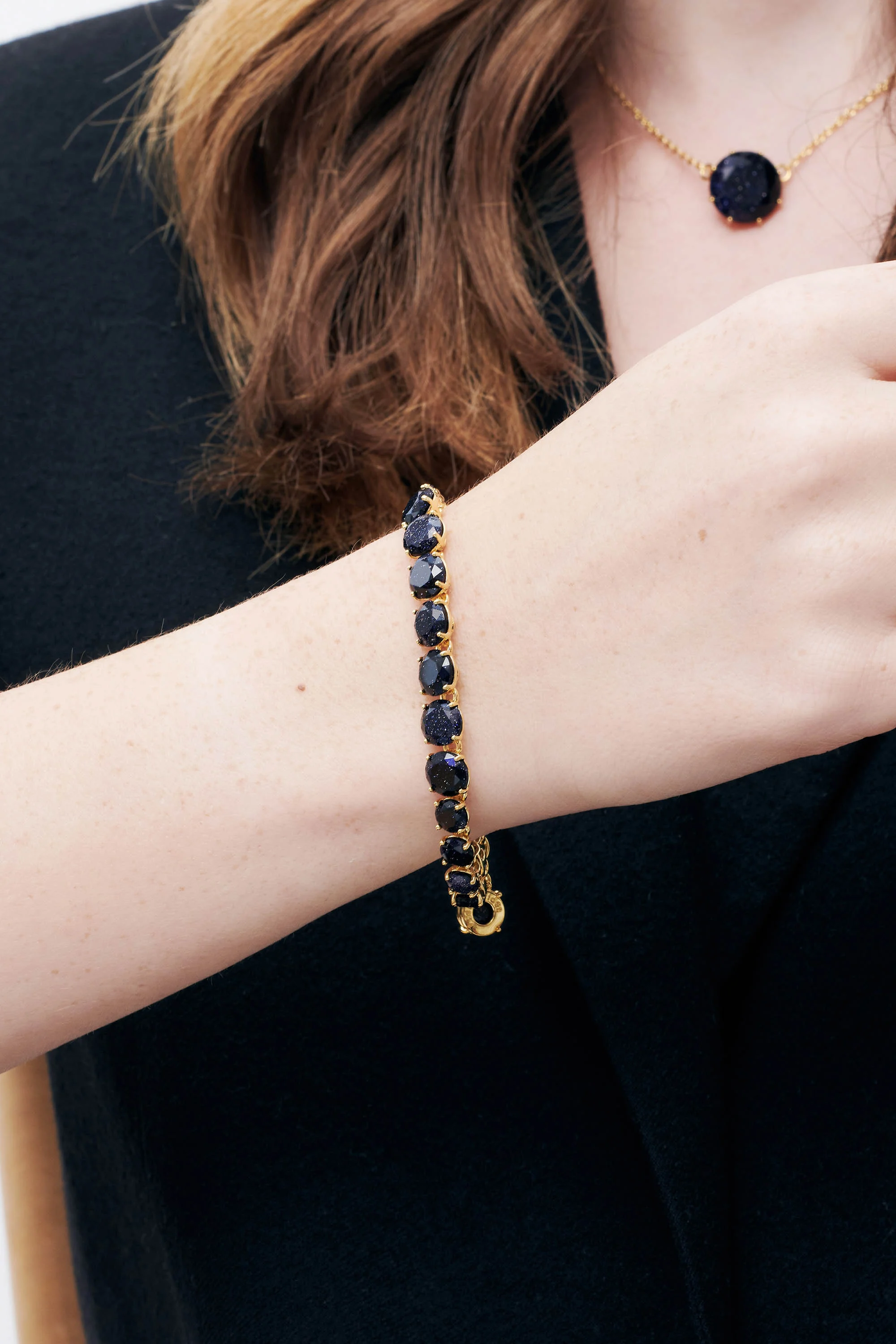 Bracelet luxe un rang la diamantine bleu nuit pailleté | Bleu