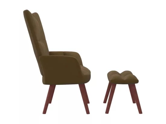 Chaise de relaxation avec repose-pied Marron Velours