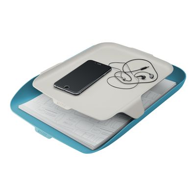 Leitz Cosy - Corbeille à courrier plastique avec organiseur de bureau - bleu