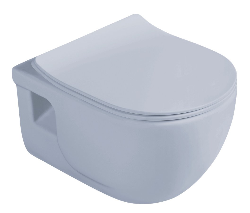 Sapho Brilla randloos toilet met zitting 36.5x53cm lichtblauw mat