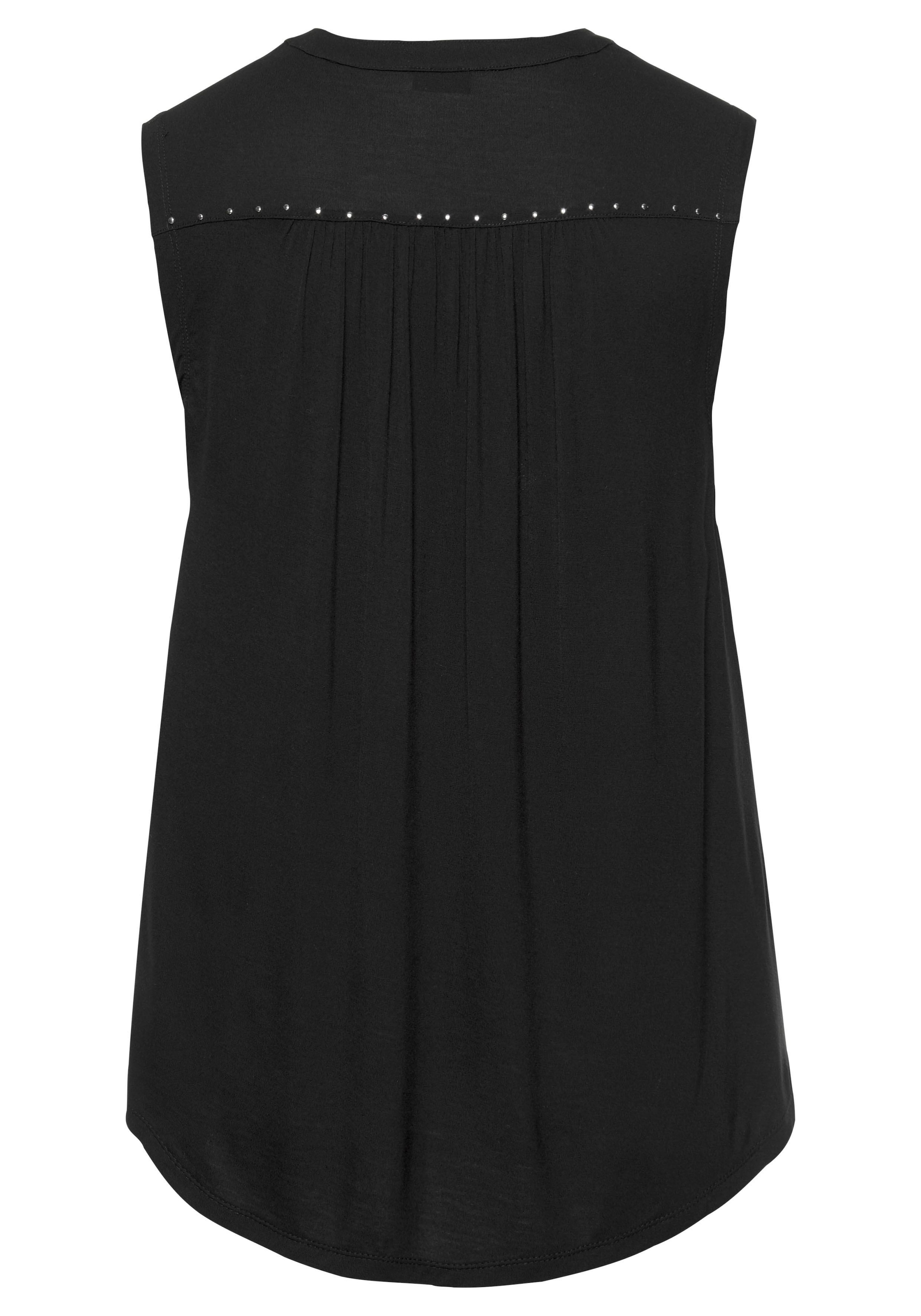 LASCANA Tanktop , mit silberfarbenen Nietendetails, lockeres Blusentop