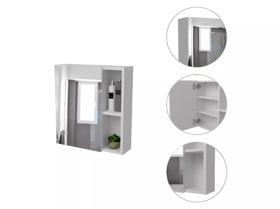 Armoire murale Labelle pour salle de bain, avec miroir et étagères résistantes, 45 cm L x 13,8 cm P x 49,7 cm A, blanc