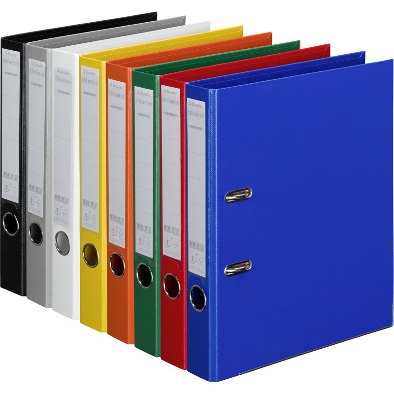 Classeur à levier cartonné Esselte Chromos Plus A4 - Dos 5 cm couleurs assorties classiques