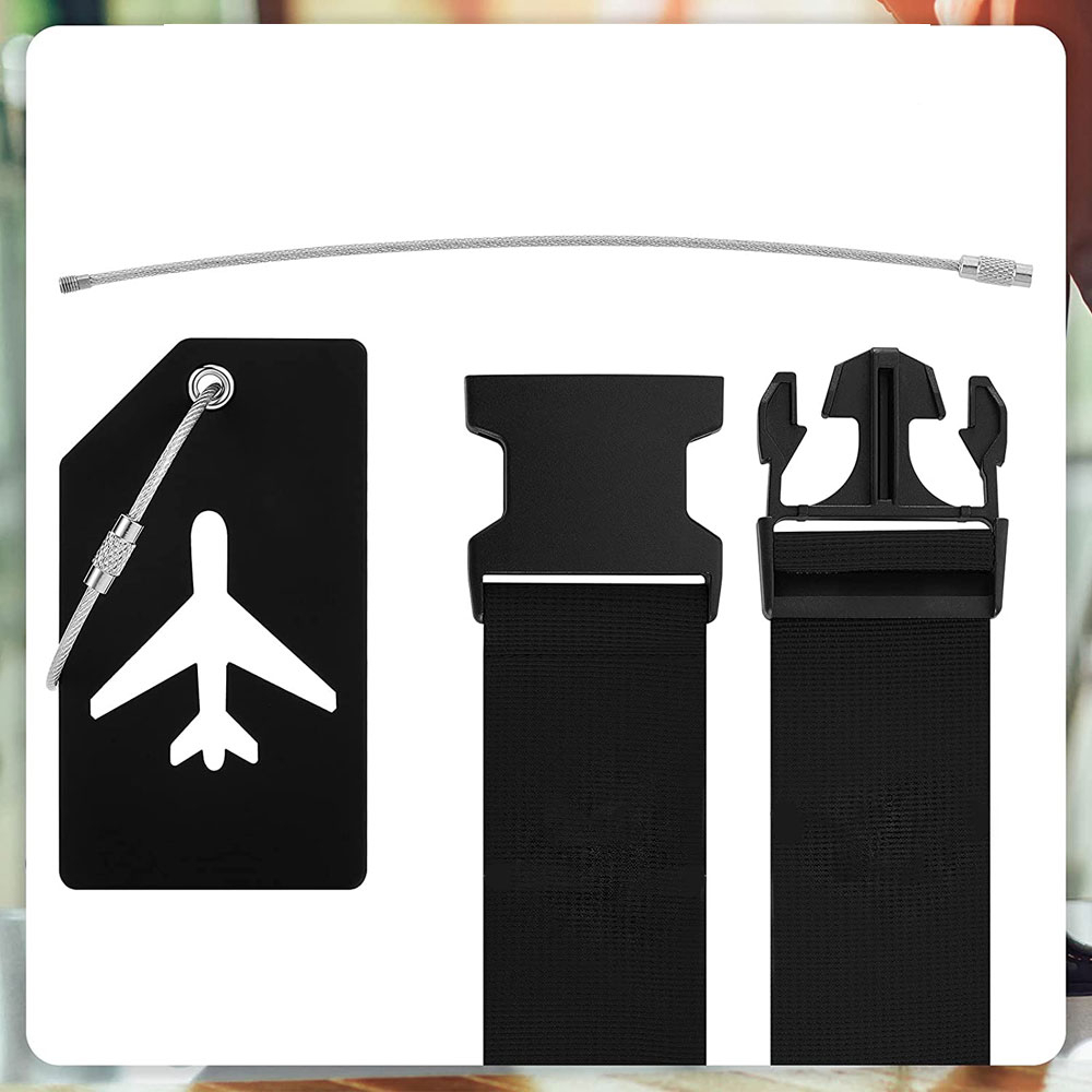 (2-tlg. Set) Kofferanhänger Luggage Tag mit Adressschild   Gepäckgurt - Blau
