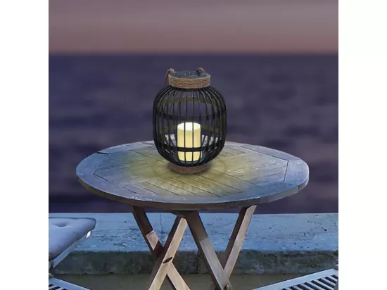 Lanterne solaire décorative FIDJY Noir Acier H30cm