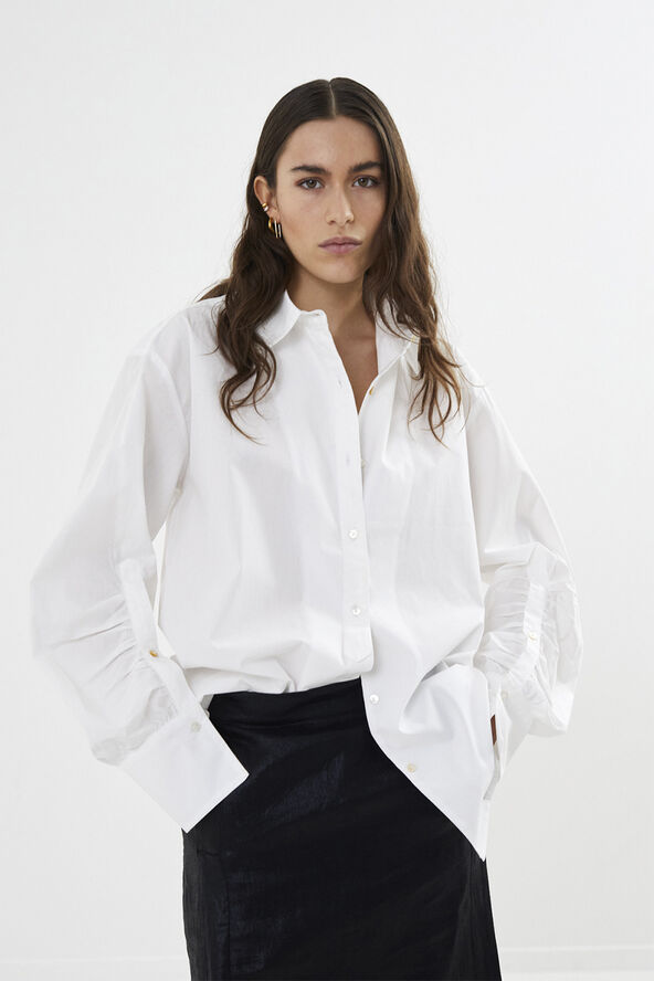 Rabens Saloner Poplin cuff detail shirt - Lourdes White