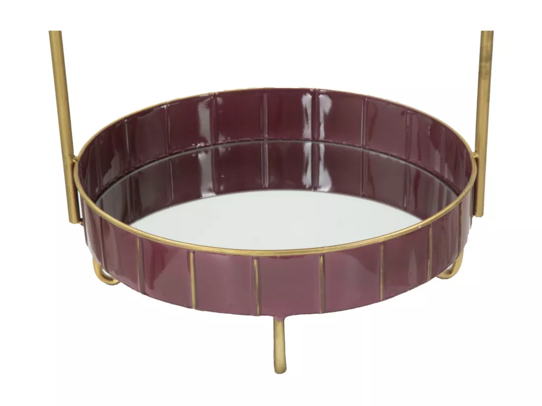 Porte-objets en métal violet avec 2 étagères 36,5x34,5x56,5 cm