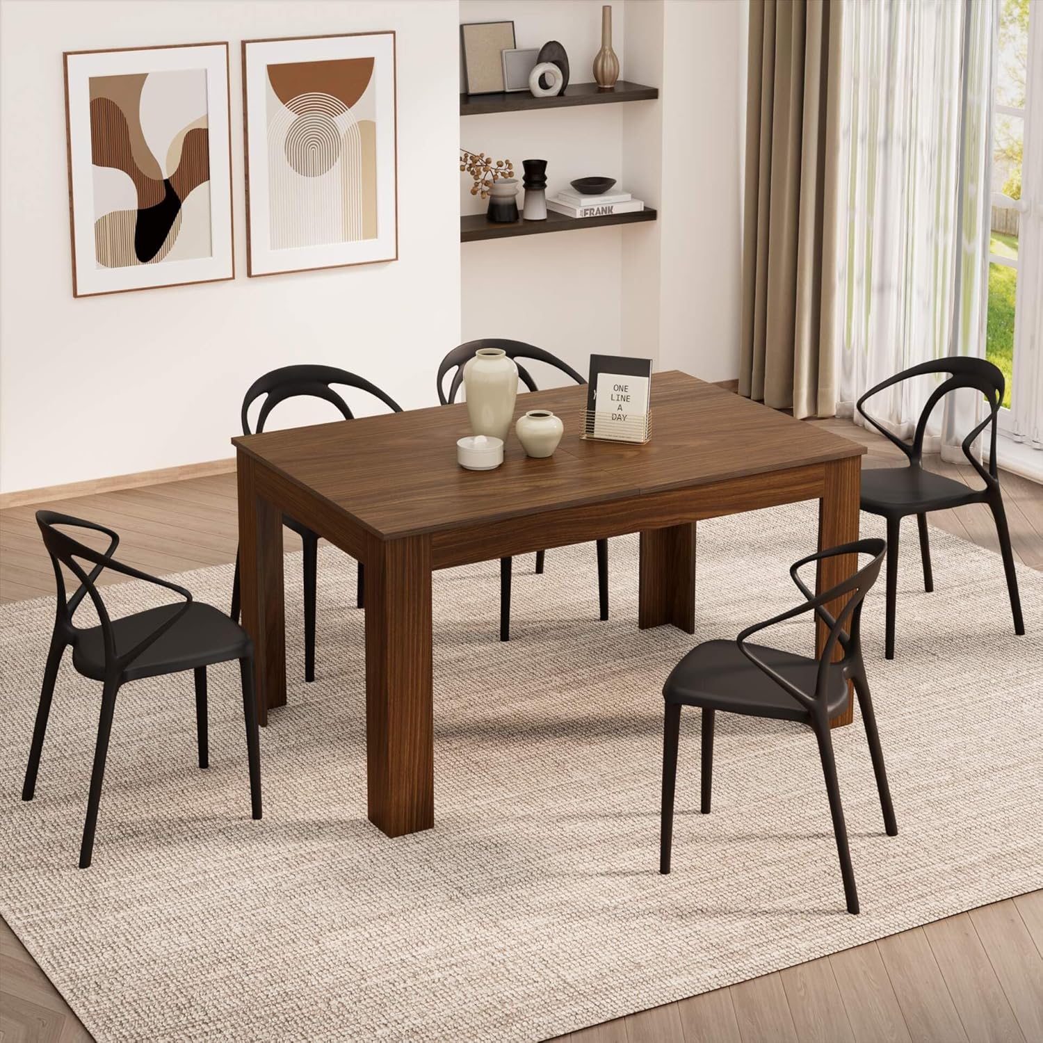 Mobili Fiver, Easy, ausziehbarer Esstisch, 140(220)x90 cm, Nussbaum Canaletto, Made In Italy