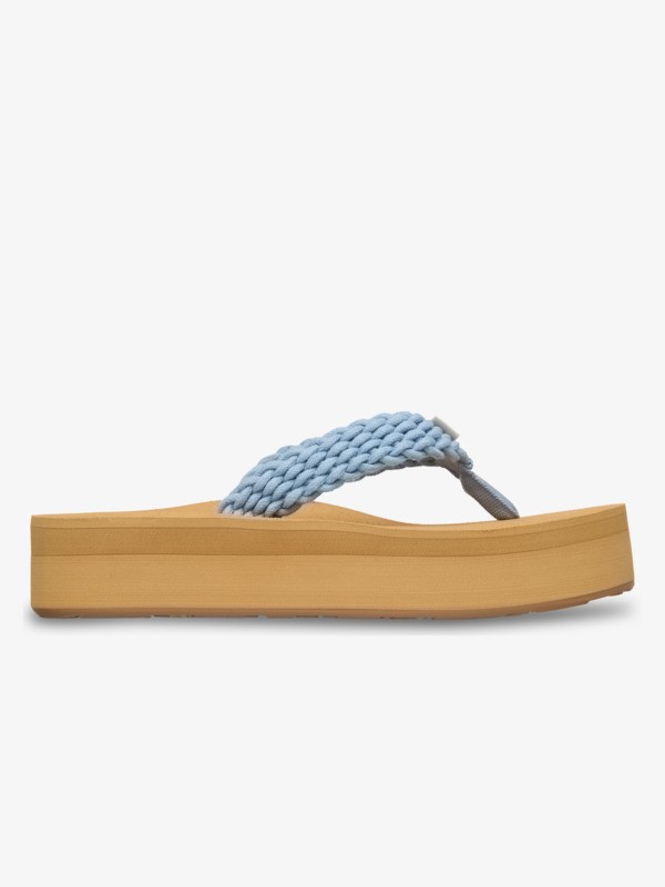 Porto Tongs compensées Bleu Femme