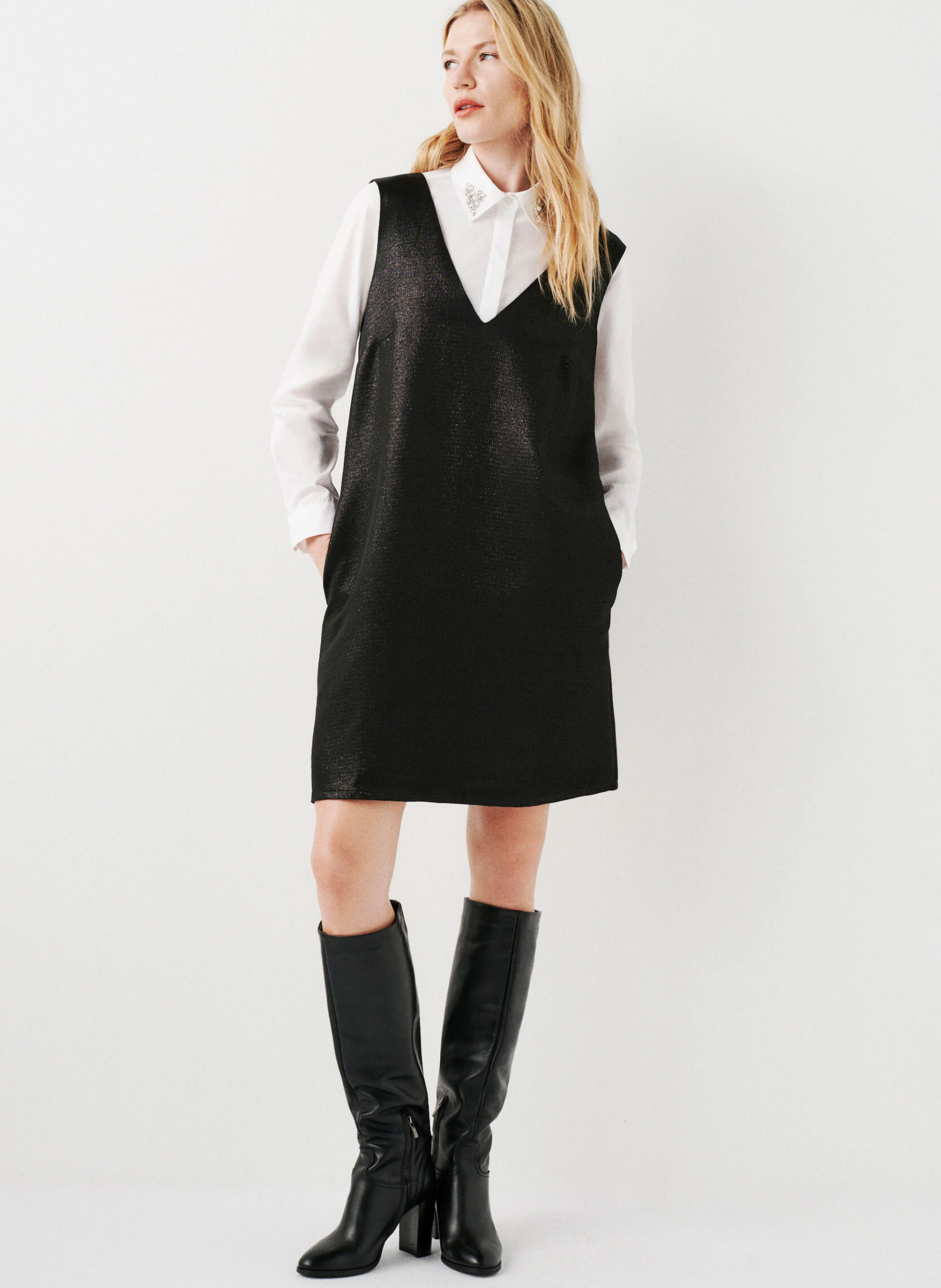 RMADISON - Robe courte col V | Noir
