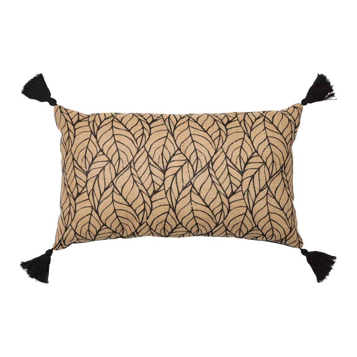 Coussin rectangulaire coton et jute (30 x 50 cm) Nama Noir