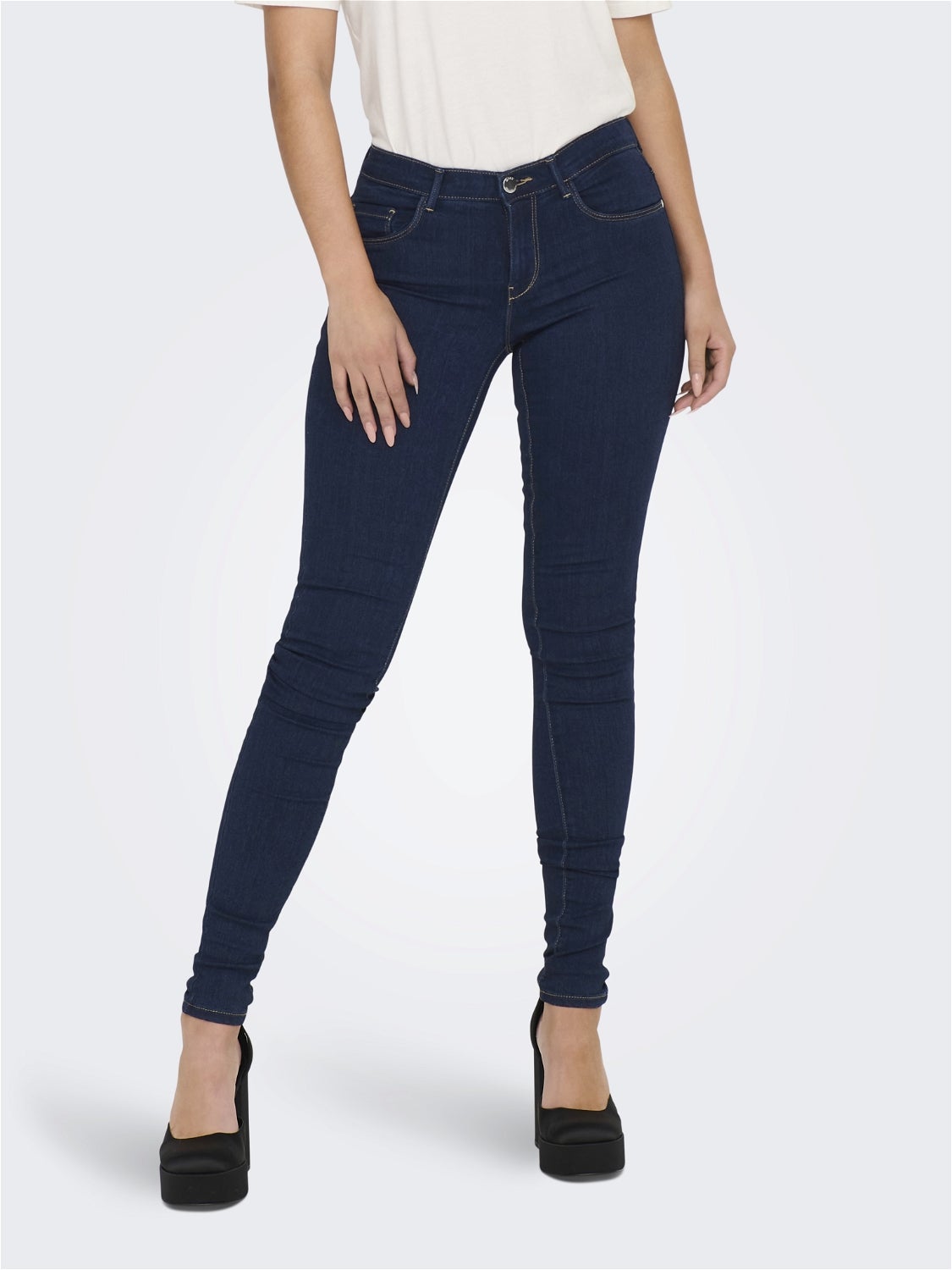 ONLRAIN Mittlere Taille Skinny Fit Jeans Dark Blue Denim