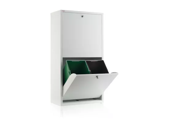 Poubelle cuisine - Poubelle tri sélectif – 4 compartiments de 20L –51,7(L)x91,7(H)x27,3(P) cm. - Blanc - EMI