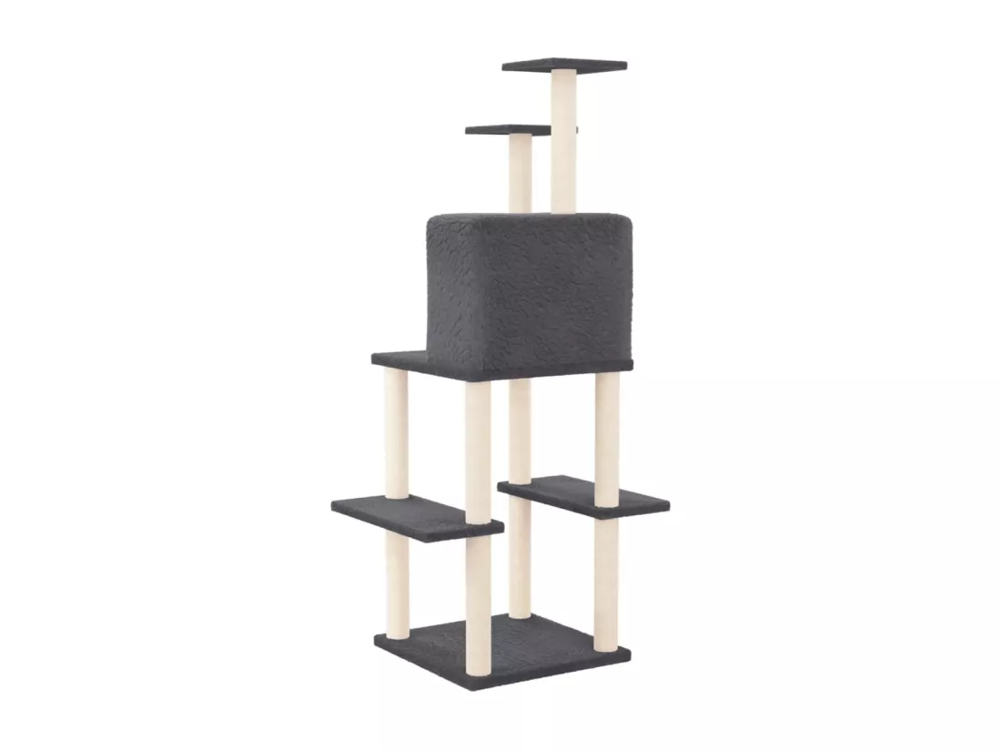Arbre à chat avec griffoirs en sisal Gris foncé 144,5 cm