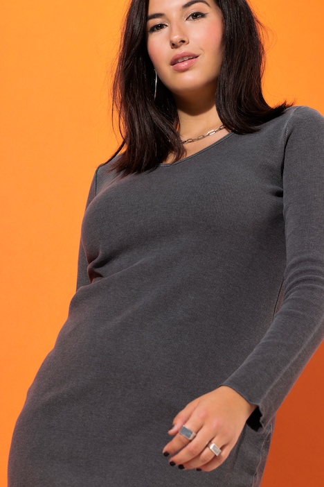 Schlauchkleid, Slim Shape, Rippjersey