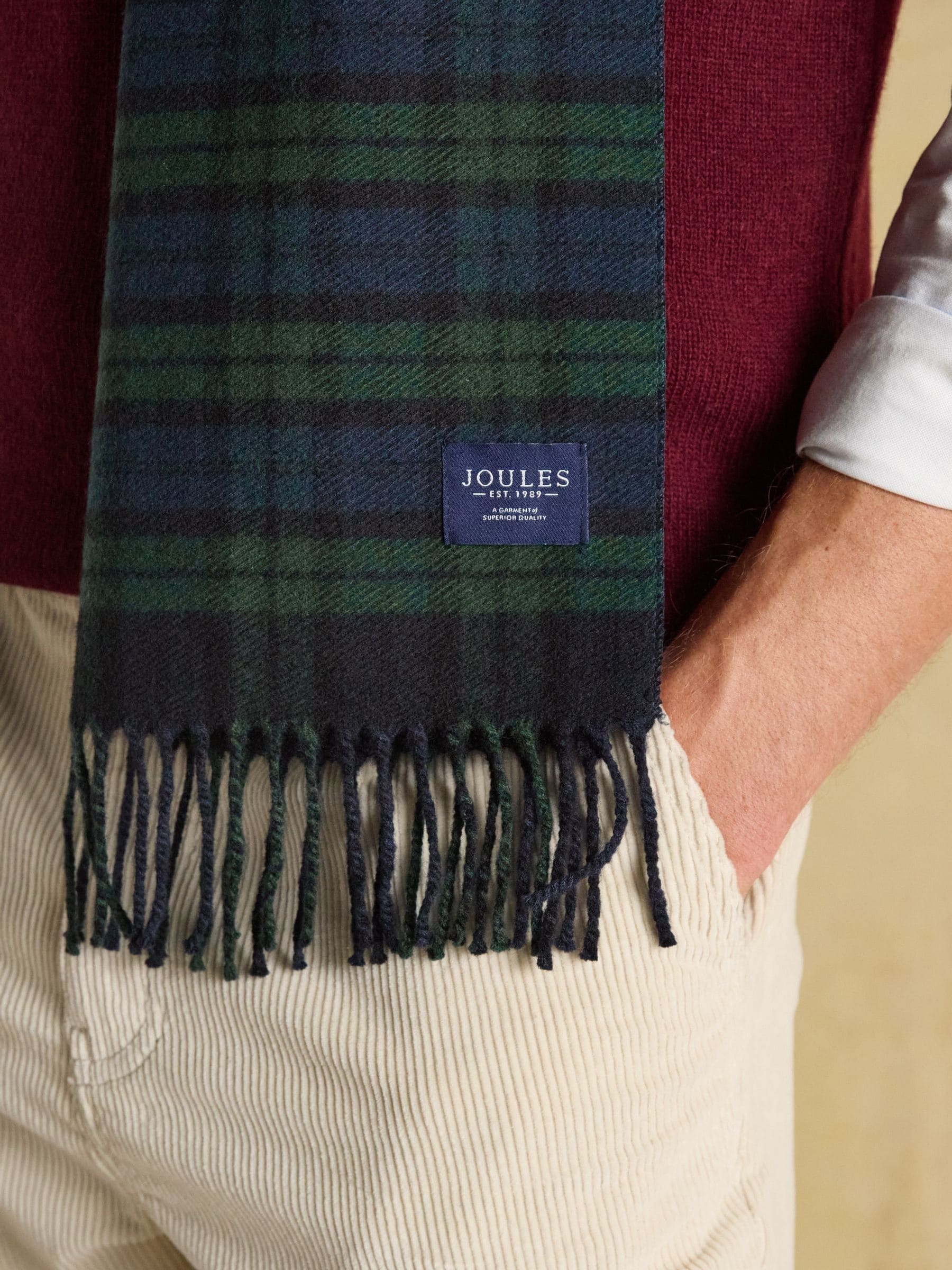 Marineblauw - Joules Langtree Check Scarf