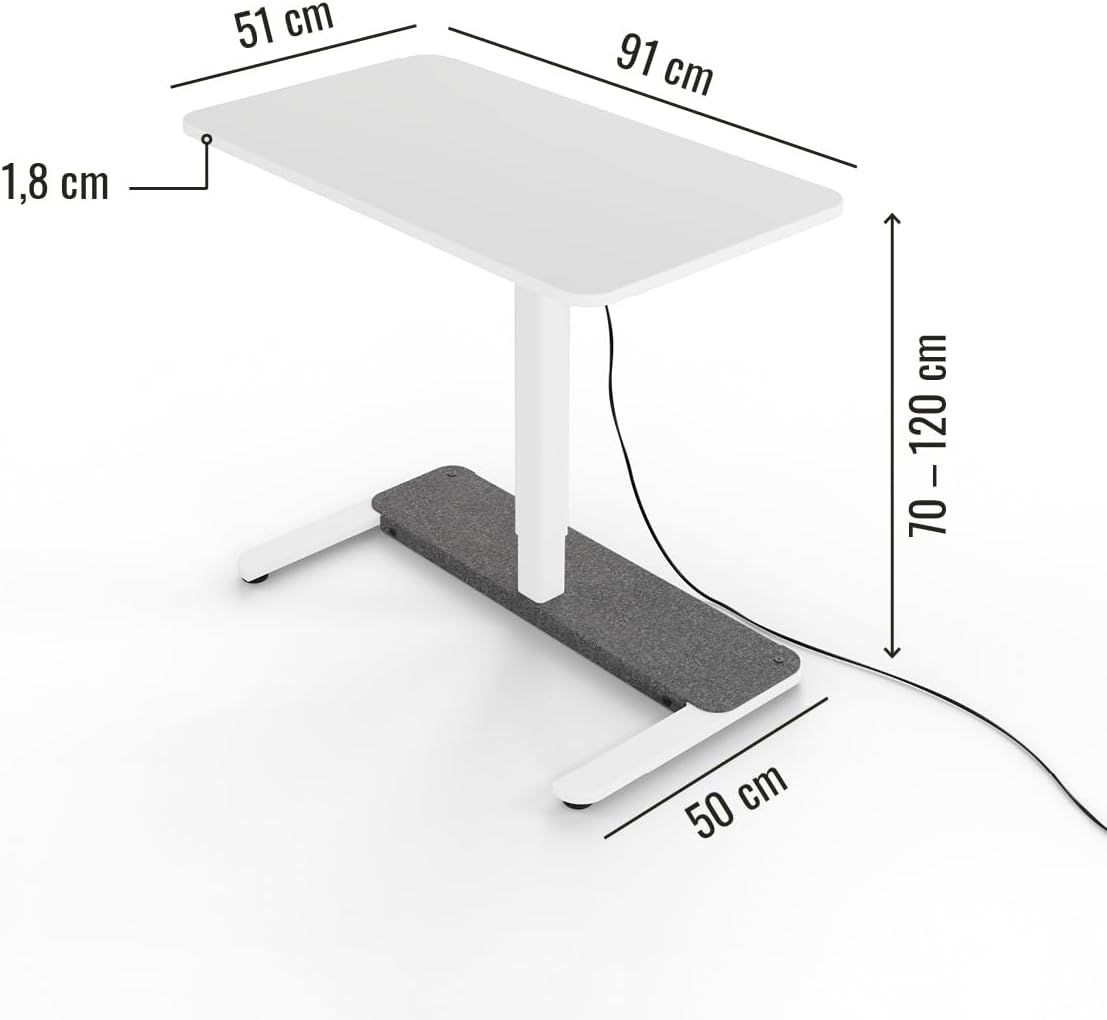 Yaasa Desk One Stehpult, 91x51 cm, Weiß, Kleiner praktischer Schreibtisch passt in Jede Ecke, 5 Jahre Garantie, elektrisch höhenverstellbarer Homeoffice Tisch, Height Adjustable Desk