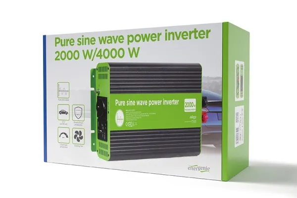 EnerGenie EG-PWC-PS2000-01 - DC til AC inverter - bil, ren sinuskurve - DC 12 V - 2000 Watt - output-stikforbindelser: 1