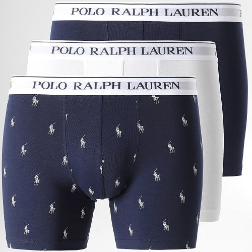 Lot De 3 Boxers Bleu Marine Blanc