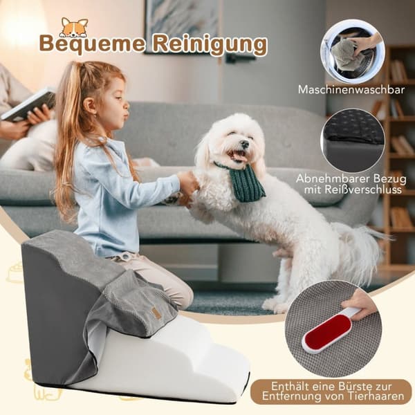 Hundetrapp 5 trinn sklisikre hundetrinn laget av grått skum