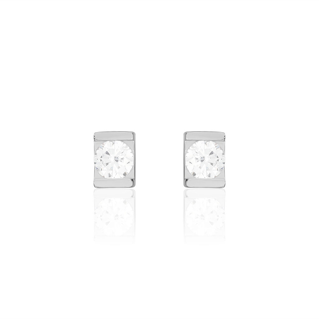 Boucles D'oreilles Puces Lorelei Argent Blanc Oxyde De Zirconium
