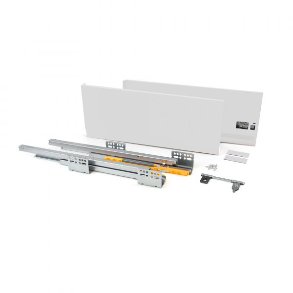 Emuca Kit de Gaveta Cozinha Concept, Altura 185 mm, Prof. 350 mm, Fecho Suave, Aço, Branco - 3101412