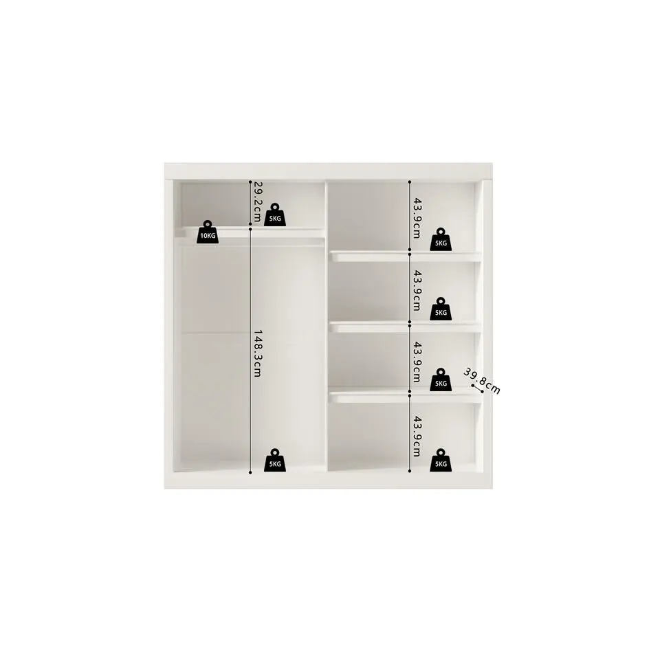 Interiax Kledingkast 'Mila' - Wit - Schuifdeurkast - 197x182x52 cm