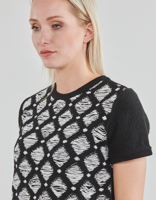 Karl Lagerfeld - S/SLV BOUCLE KNIT TOP Negro / Crudo