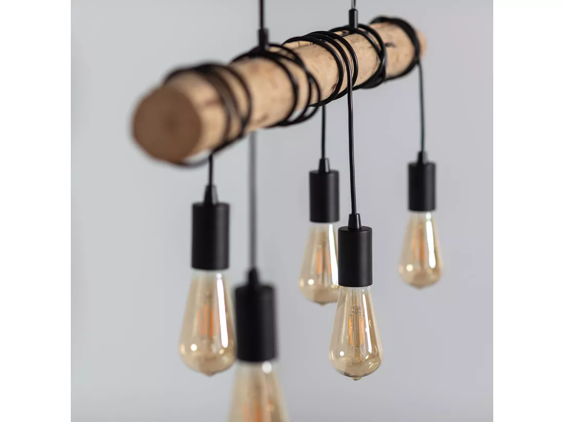 Suspension Métal et Bois Yagis Noir