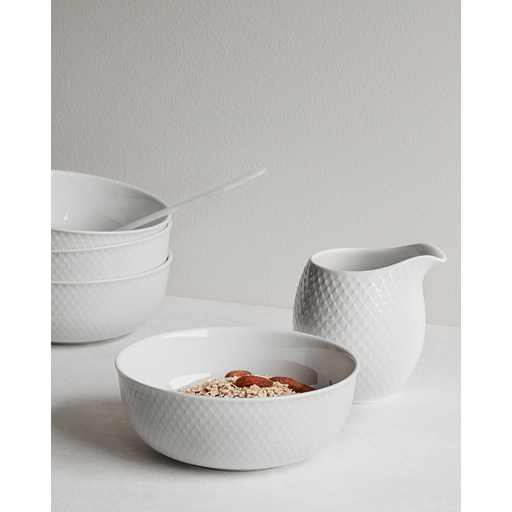 Lyngby Porcelæn Rhombe Skål, Hvid, Ø15,5 cm