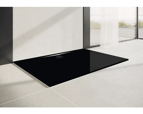 KALDEWEI SUPERPLAN ZERO 1514-5 douchebak, 80 x 75 x 3,7 cm, glanzend zwart, met bakdrager 351447980701