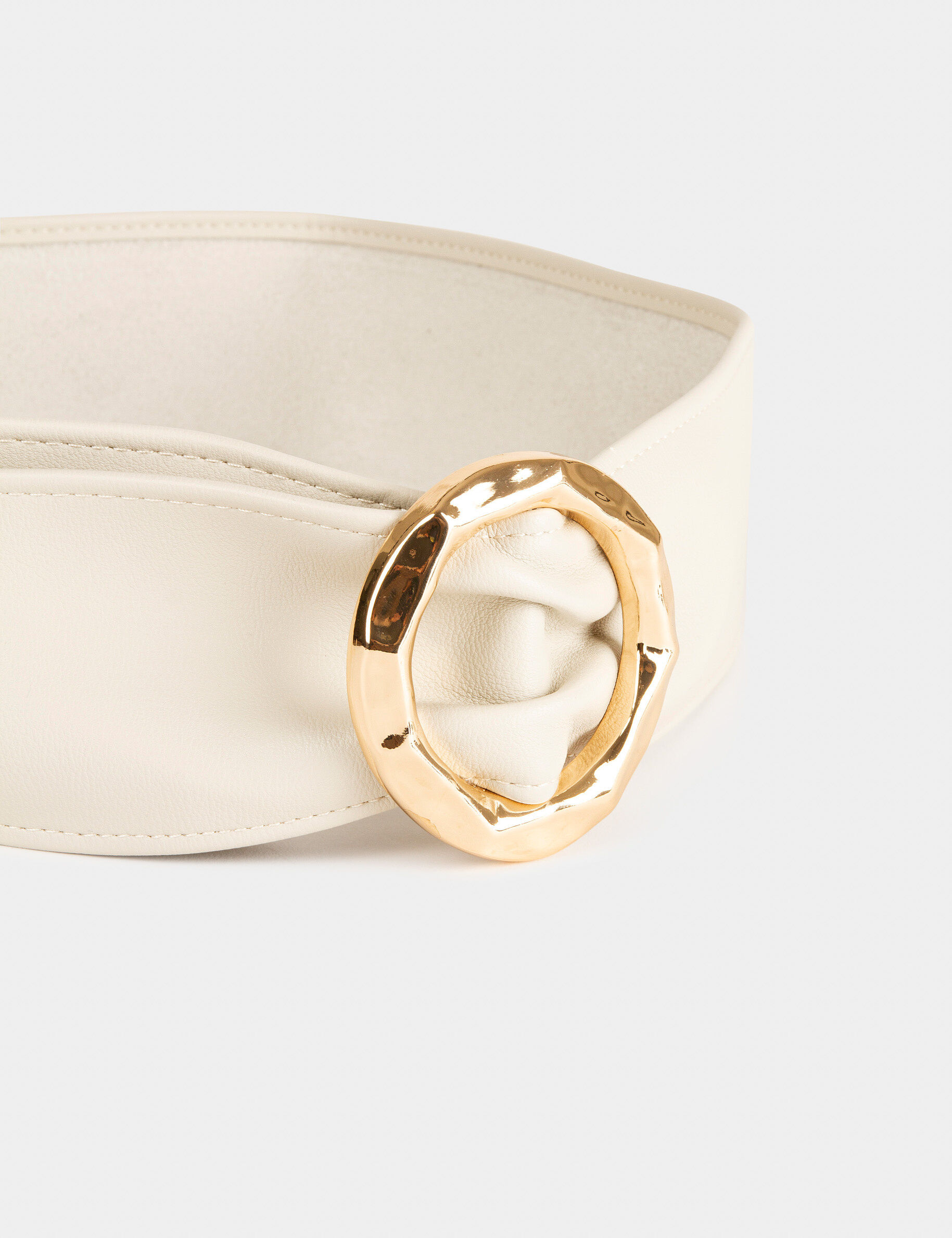 Ceinture avec boucle ronde beige femme - beige