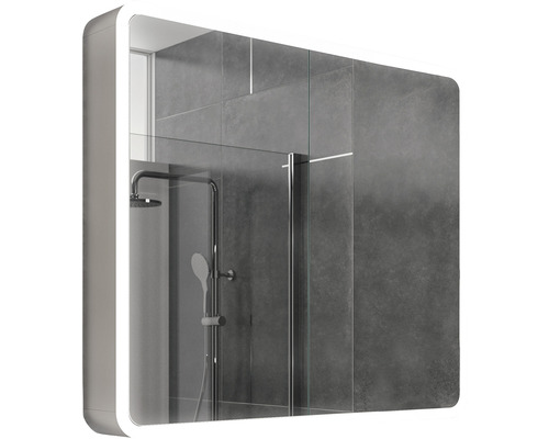 Focco Mia spiegelkast, 80 x 70 x 11,5 cm, matgrijs, LED, IP44