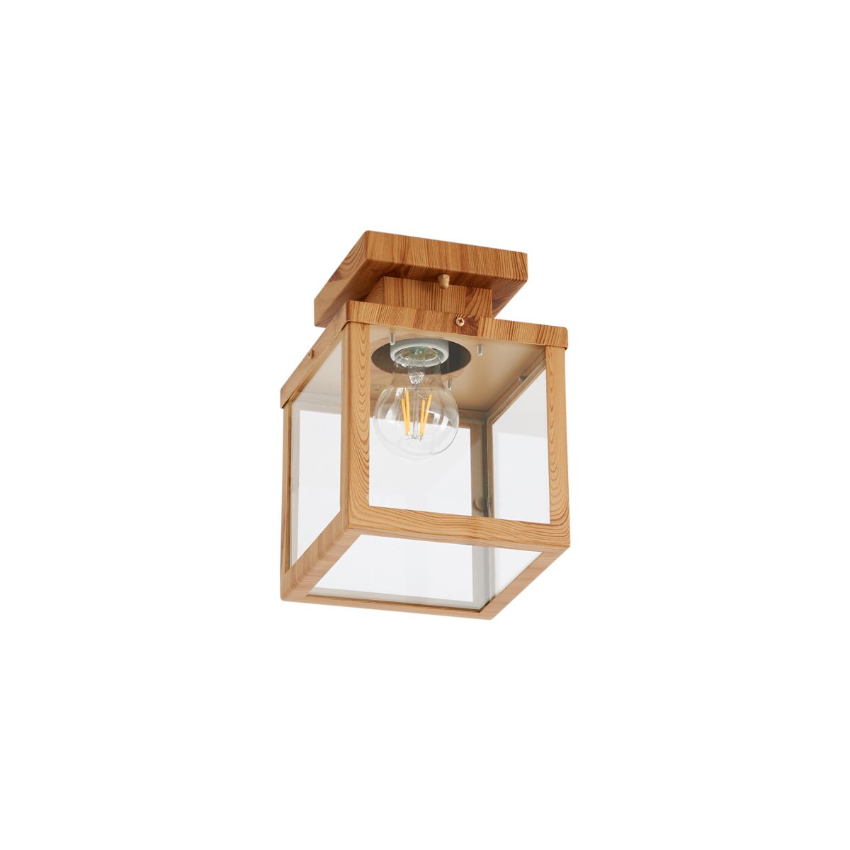 Industriële buitenplafondlamp hout met helder glas - Rotterdam