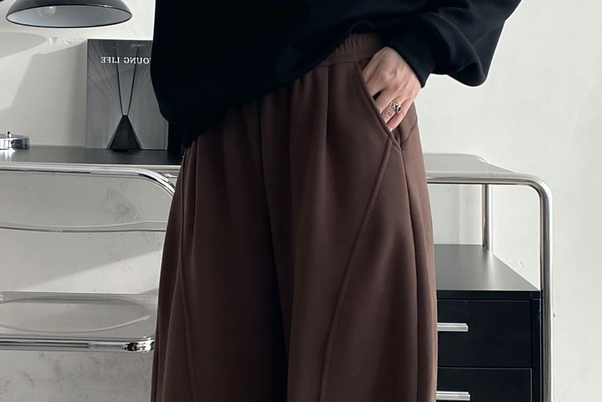 Cossita - Effen fleecegevoerde joggingbroek met elastische taille en wijde pijpen