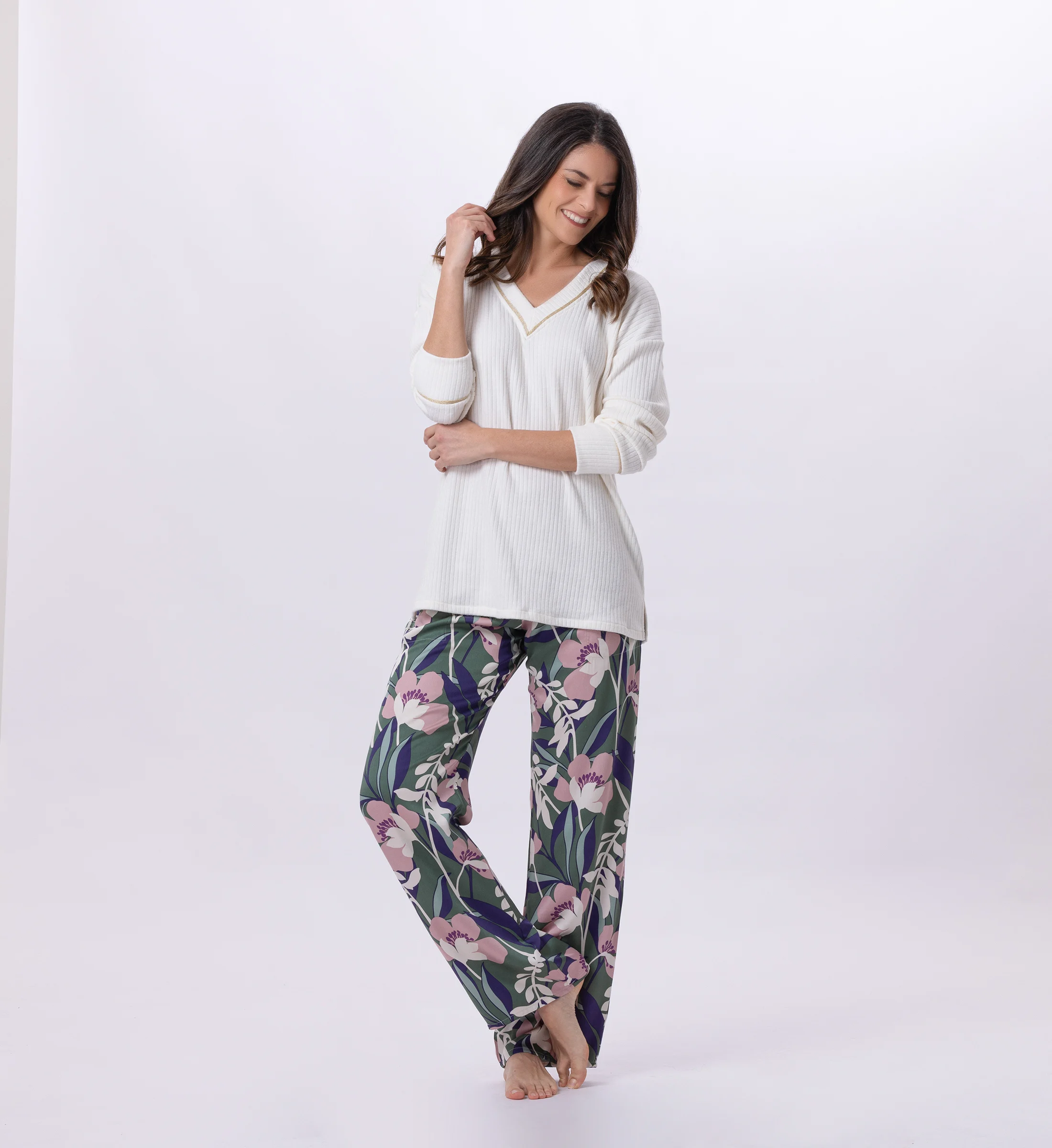GIOIA 802 - Pyjama en maille tricot et viscose | Multicolore
