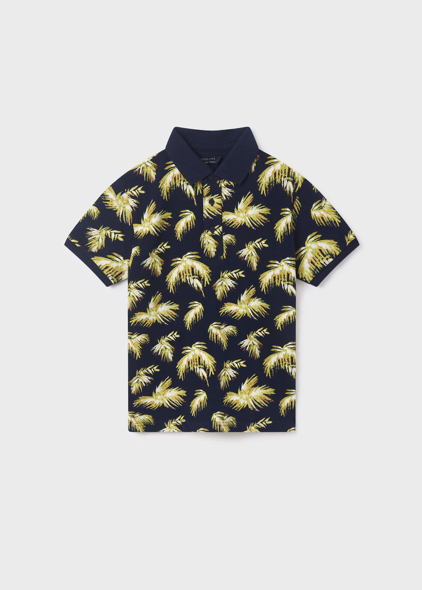 Camisa polo infantil em algodão sustentável com estampa.