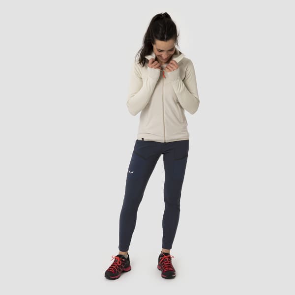 Veste polaire randonnée SALEWA PUEZ HYBRID PL HOODED JACKET W OATMEAL MELANGE